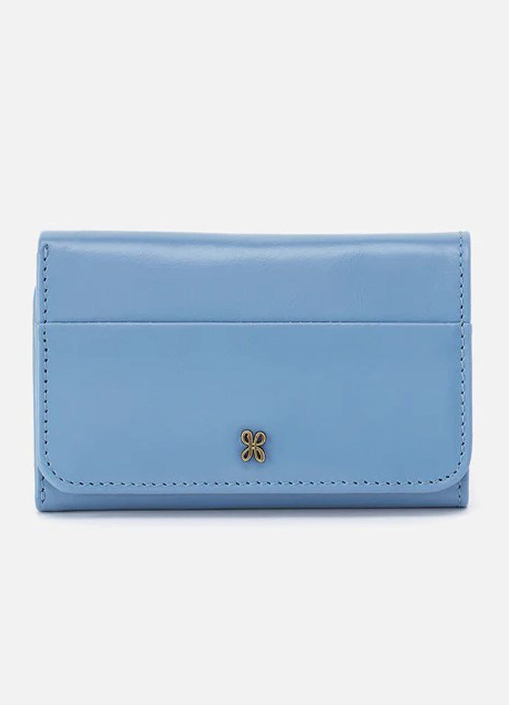 Jill Trifold Wallet Faded Denim by Hobo