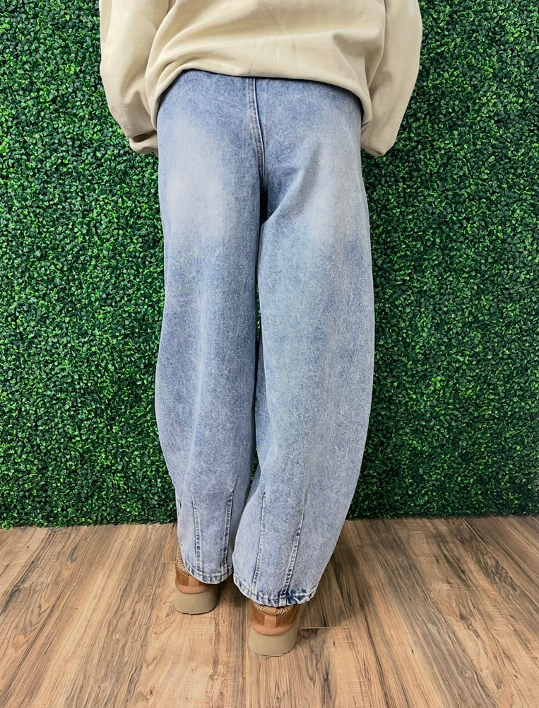 Washed Denim Barrel Leg Jeans by Very J