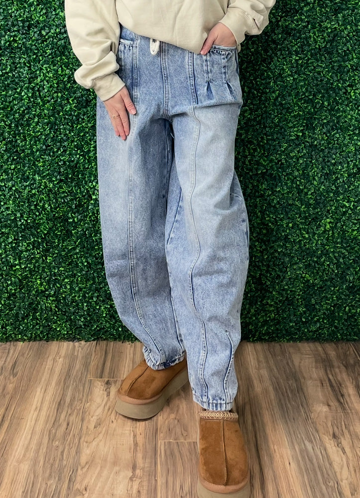 Washed Denim Barrel Leg Jeans by Very J