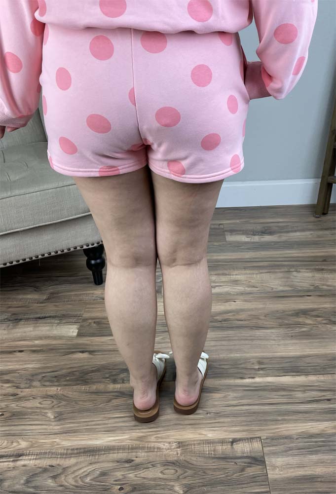 Polka Dot Sweatshorts in Pink by Vervet