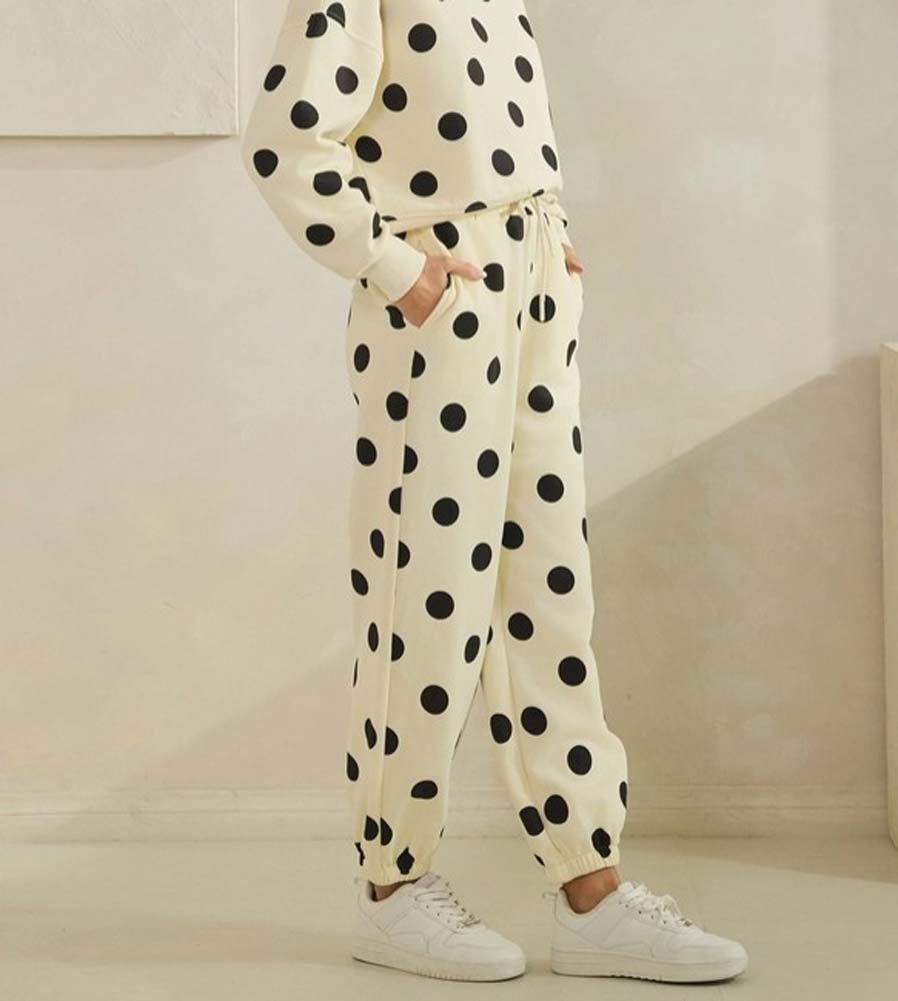 Cream/Black Polka Dot Sweatpants by Veveret