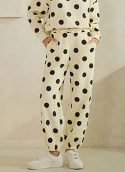 Cream/Black Polka Dot Sweatpants by Veveret