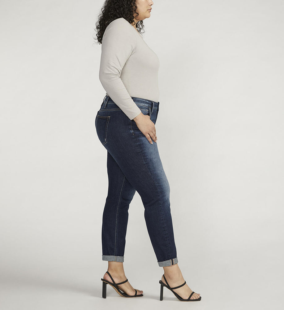 Plus Boyfriend Mid Rise in Indigo by Silver