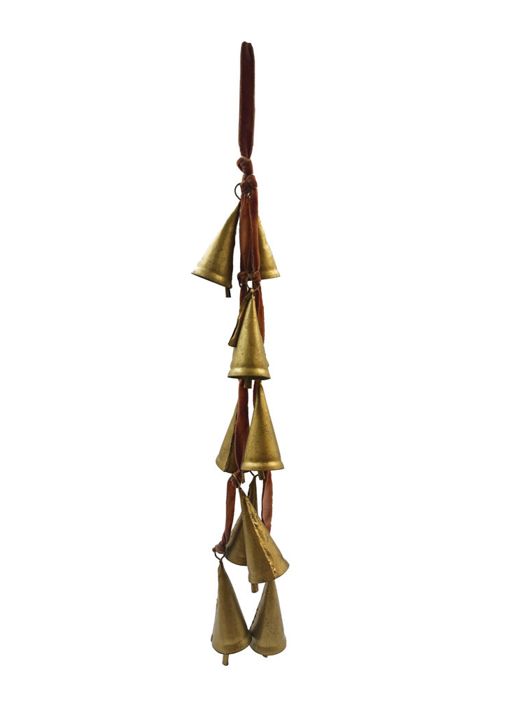 Velvet Ribbon Door Hanger with Cone Shaped Bells by Creative Co-op