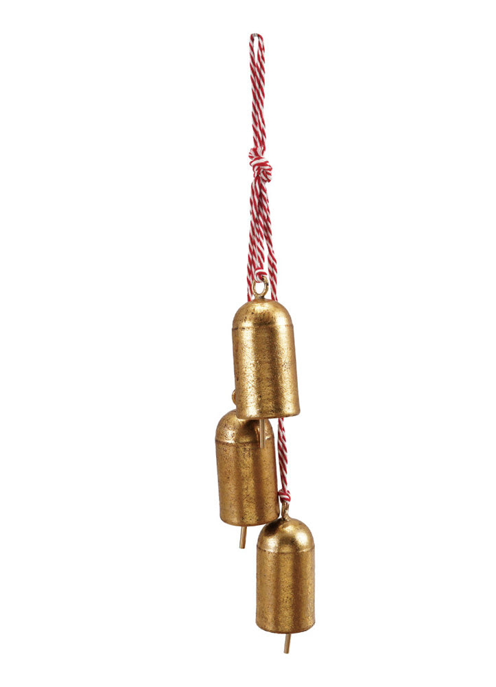 Hanging Metal Bells with Red & White Cord Hanger by Creative Co-op