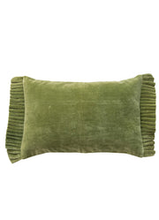 Green Velvet Lumbar Pillow with Ruffle Trim by Creative Co-op
