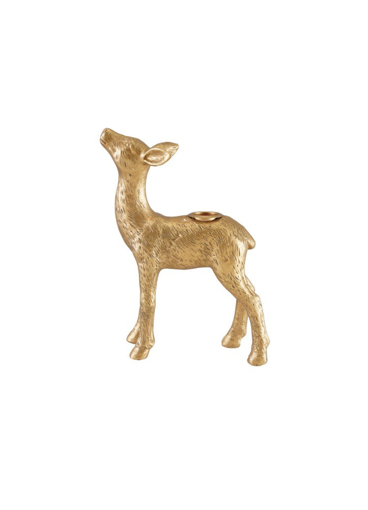 Resin Deer Taper Holder with Antique Gold Finish by Creative Co-op