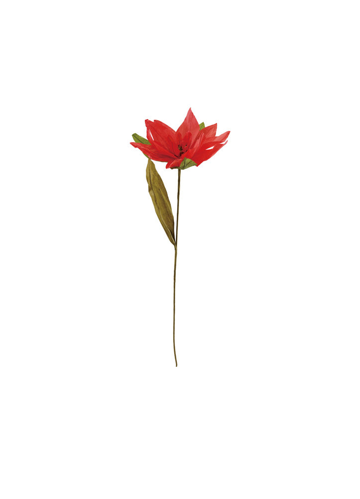 Red & Green Paper Poinsettia Pick by Creative Co-op