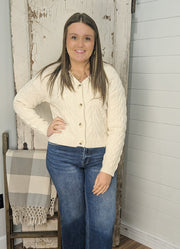 Button Up Knit Cardigan in Cream by Keren Hart