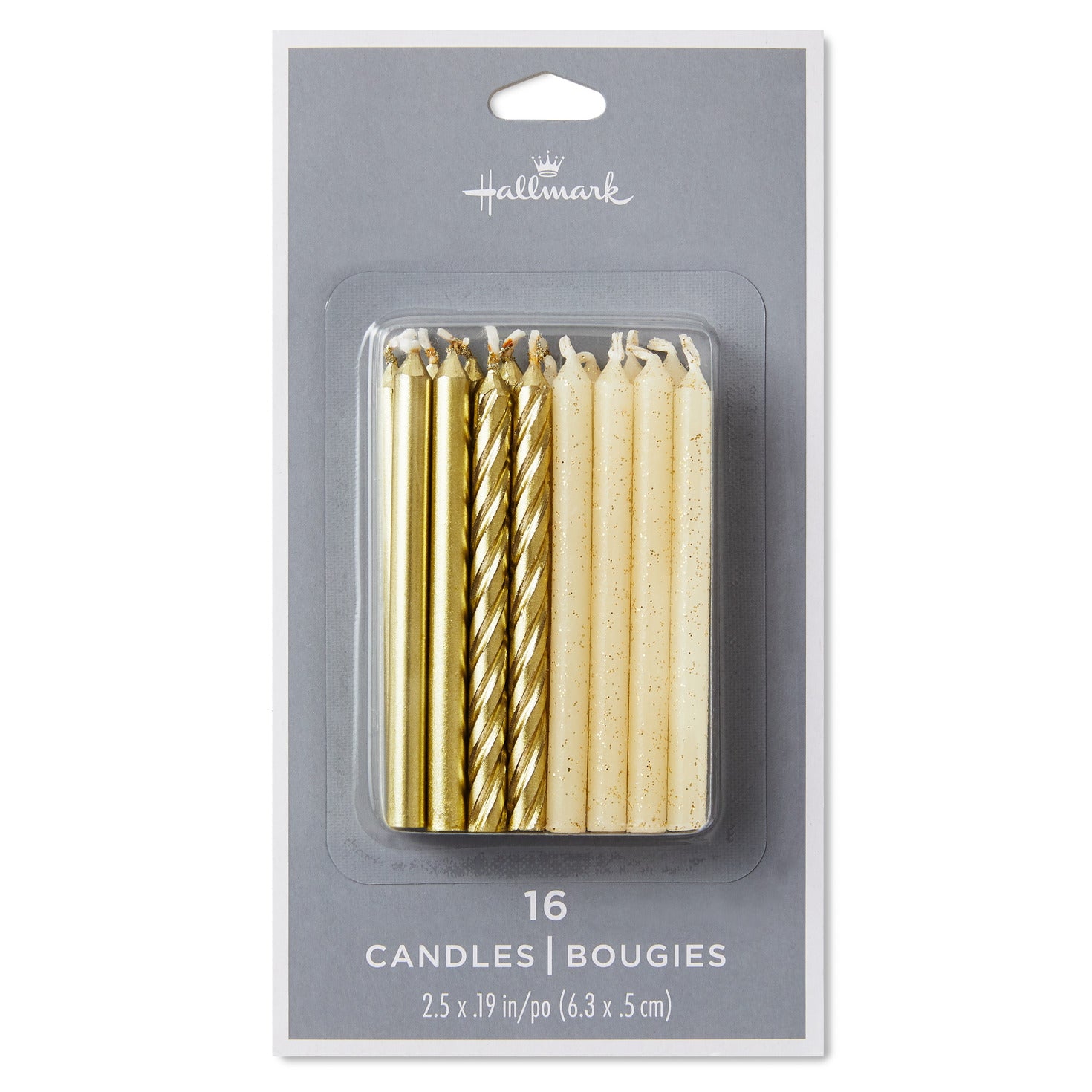 Hallmark Gold Matte, Spiral and Glitter Birthday Candles, Set of 16