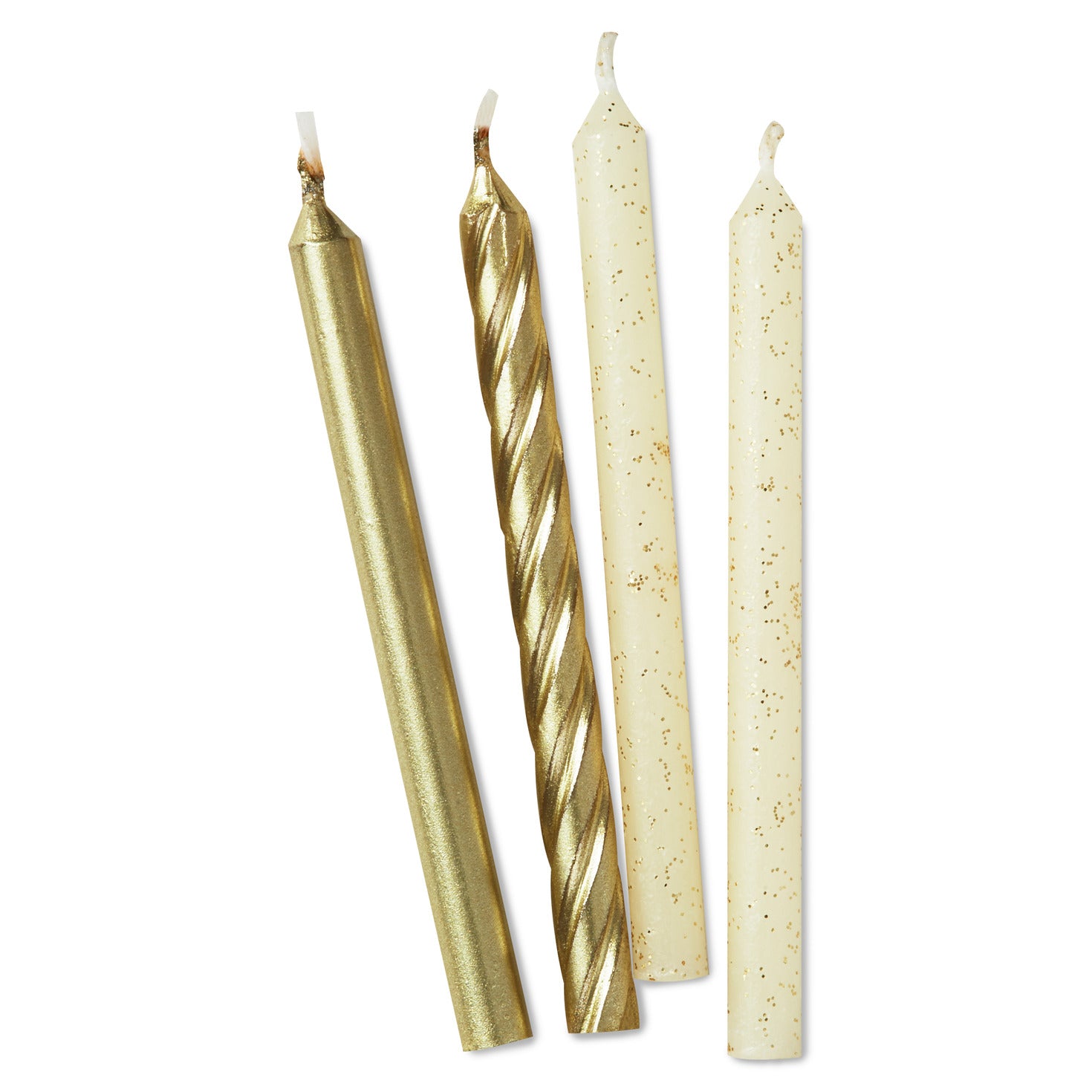 Hallmark Gold Matte, Spiral and Glitter Birthday Candles, Set of 16
