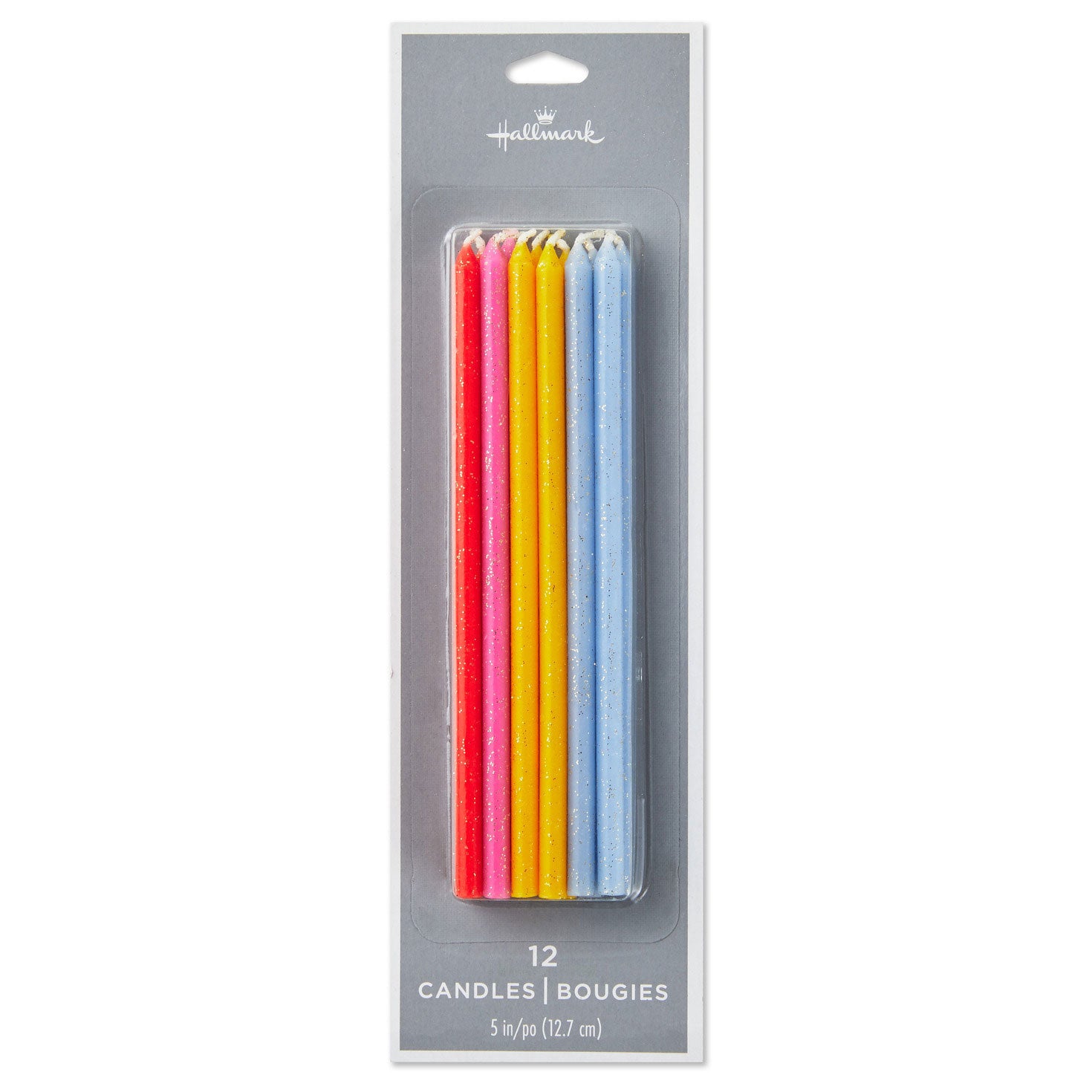 Hallmark Assorted Color With Glitter Tall Birthday Candles, Set of 12