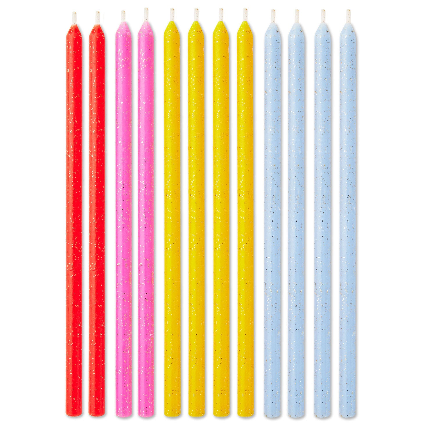 Hallmark Assorted Color With Glitter Tall Birthday Candles, Set of 12