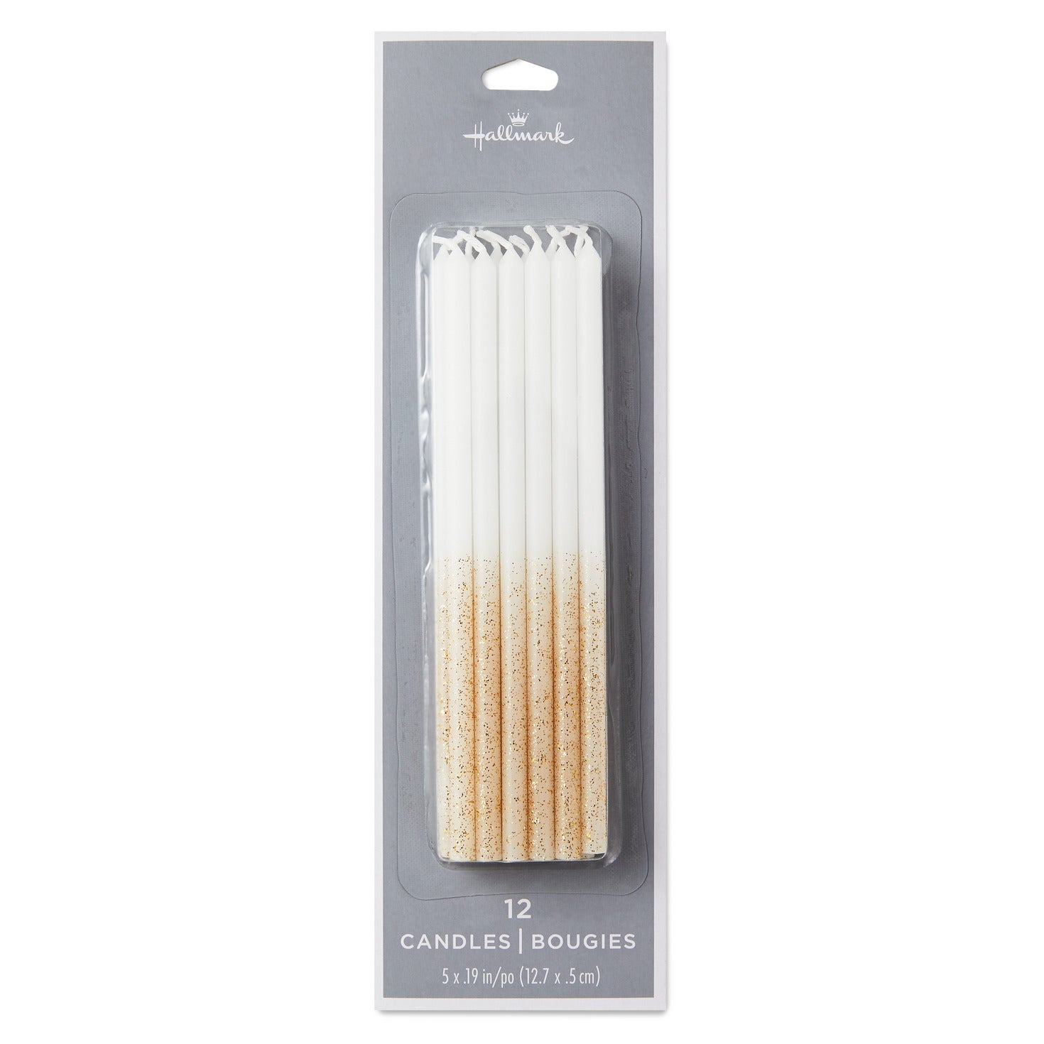Hallmark White Glitter-Dipped Tall Birthday Candles, Set of 12