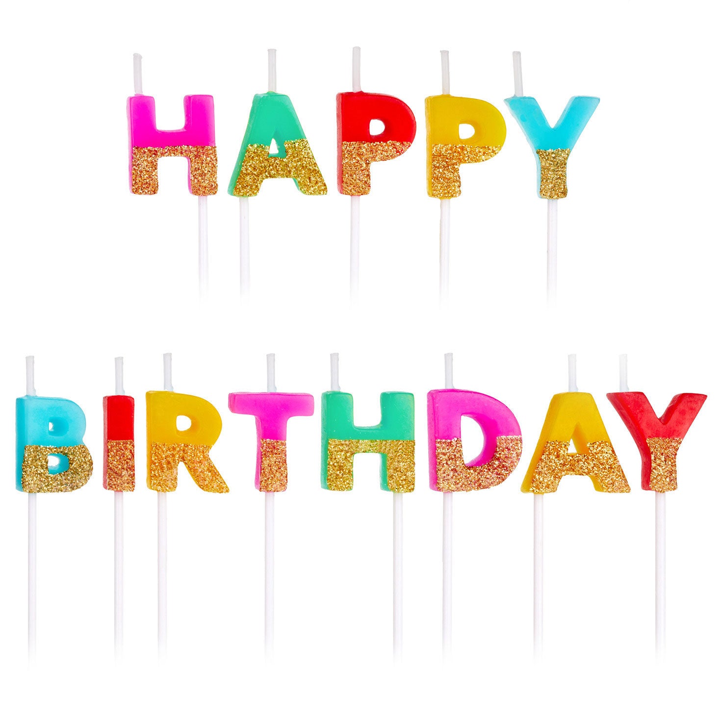 Hallmark ''Happy Birthday'' Letters Colorful Birthday Candles, Set of 13