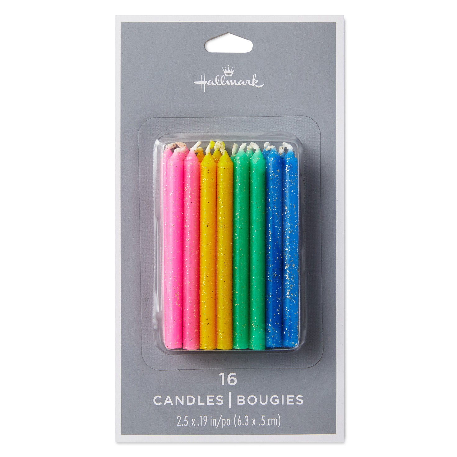 Hallmark Assorted Color With Glitter Birthday Candles, Set of 16