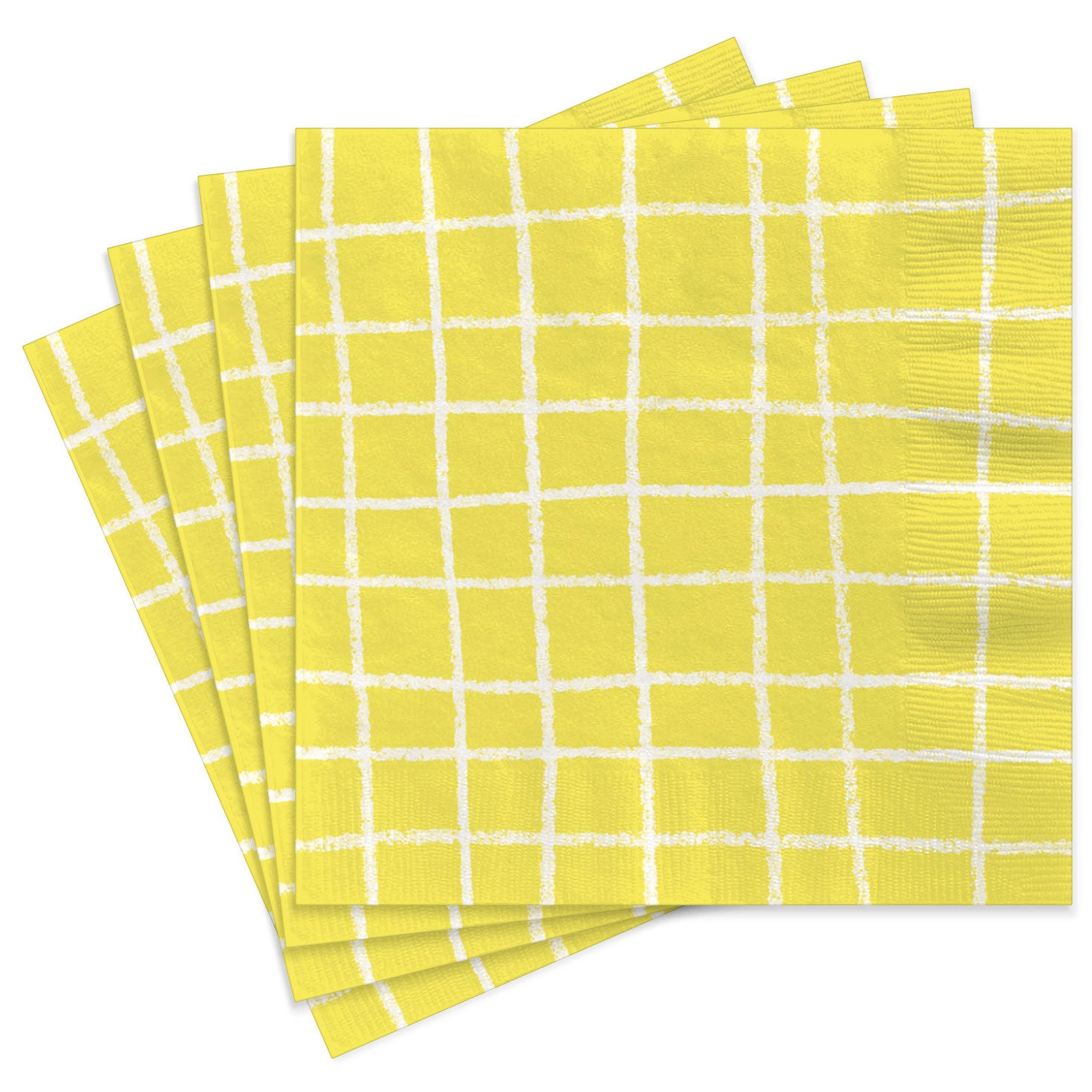 Hallmark Yellow Grid Cocktail Napkins, Set of 16
