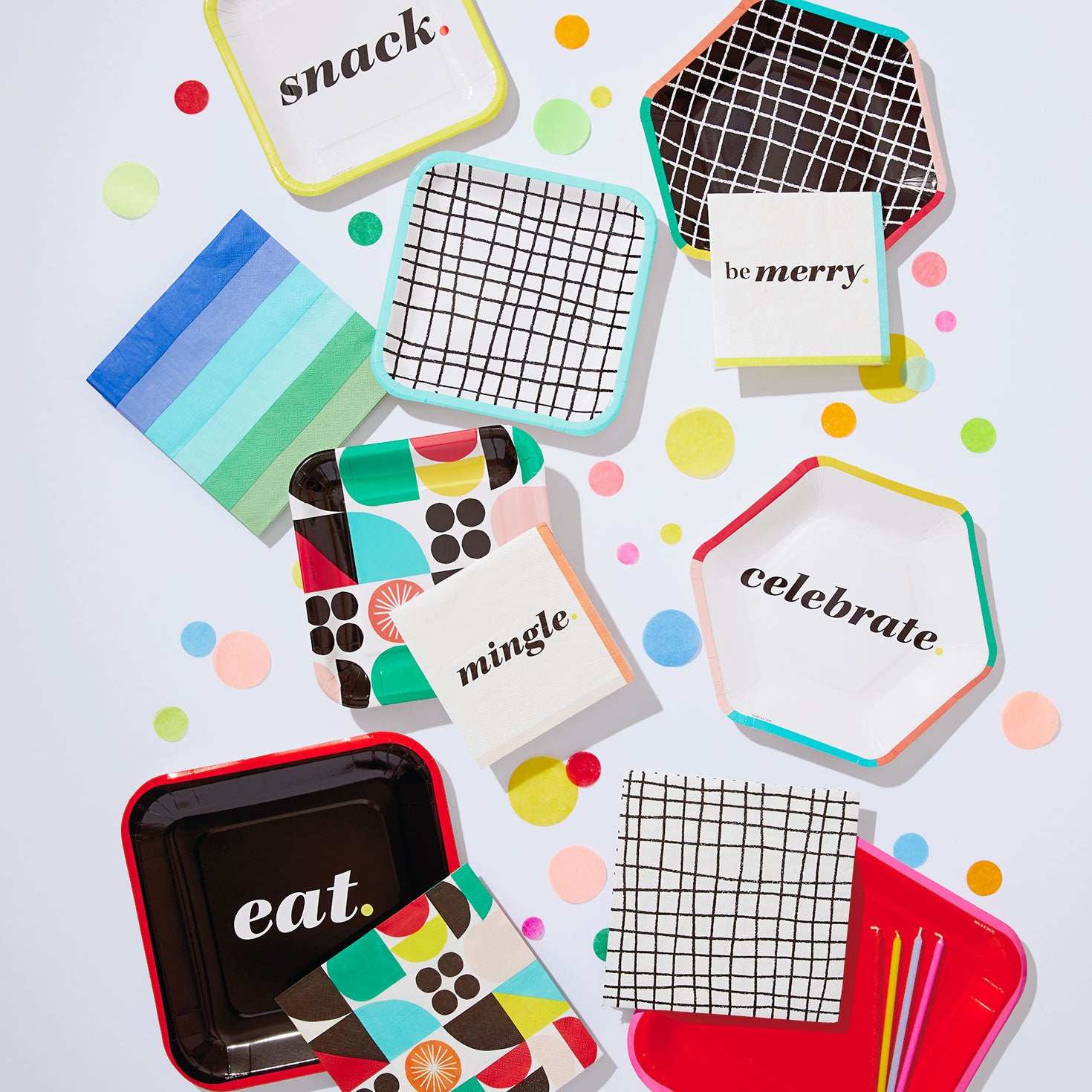 Hallmark Black and White ''Be Merry'' Cocktail Napkins, Set of 16