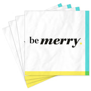Hallmark Black and White ''Be Merry'' Cocktail Napkins, Set of 16
