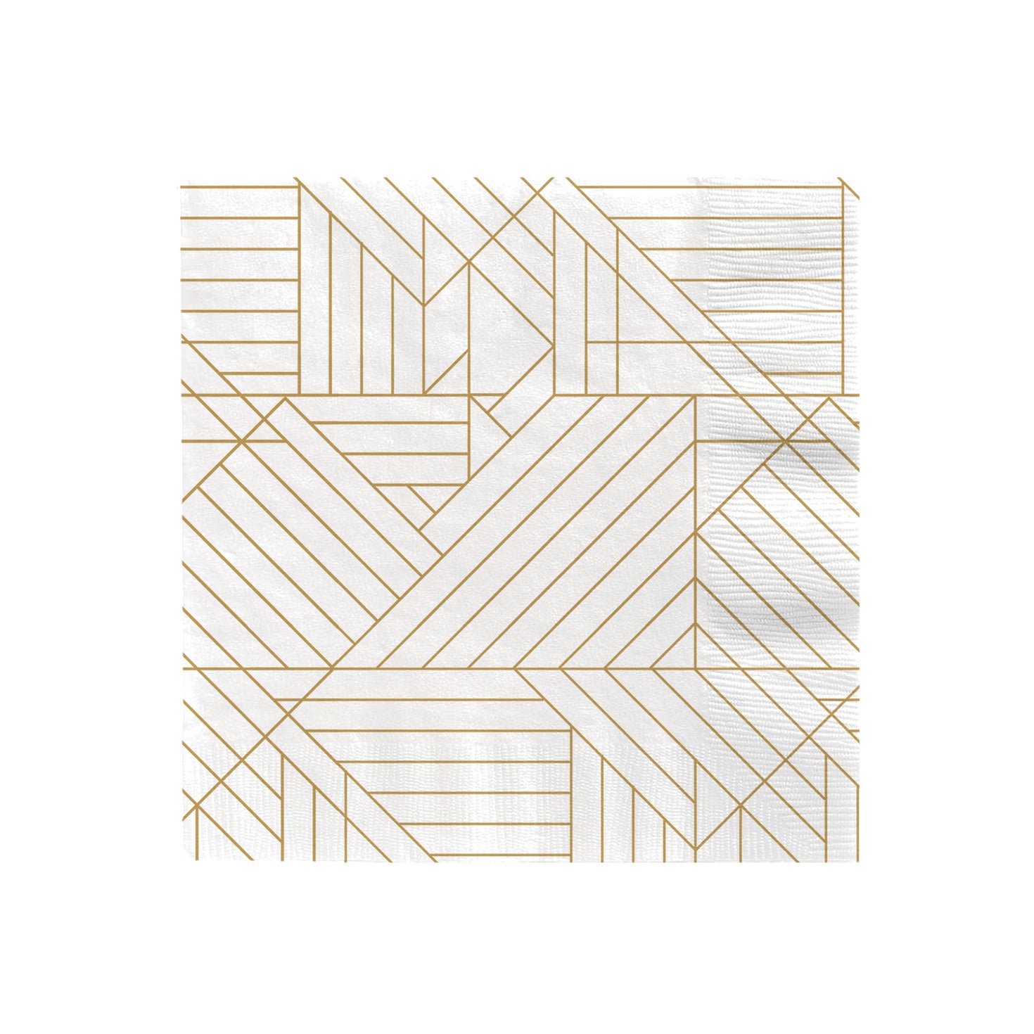 Hallmark Gold Geometric on Ivory Dinner Napkins, Set of 16