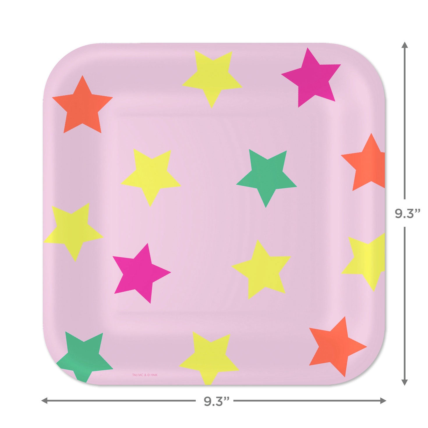 Hallmark Colorful Stars on Pink Square Dinner Plates, Set of 8