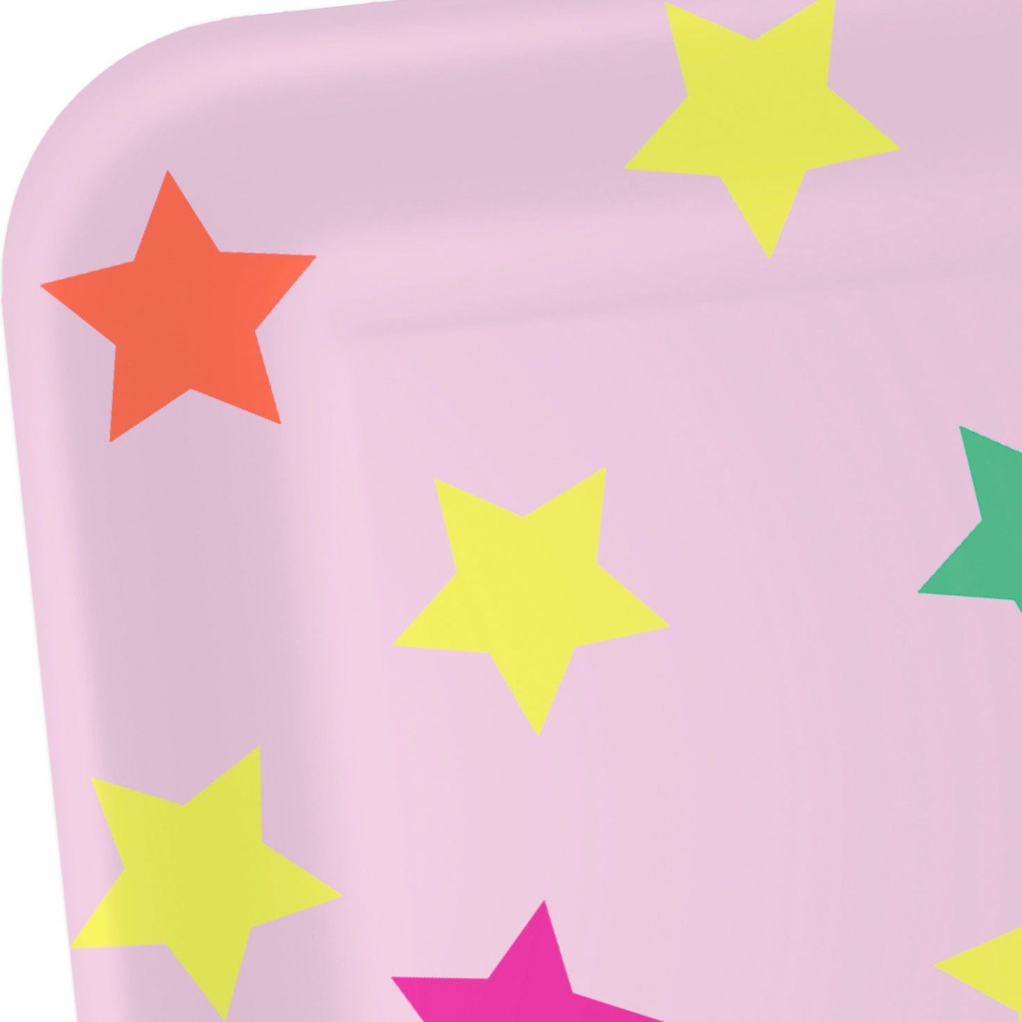 Hallmark Colorful Stars on Pink Square Dinner Plates, Set of 8