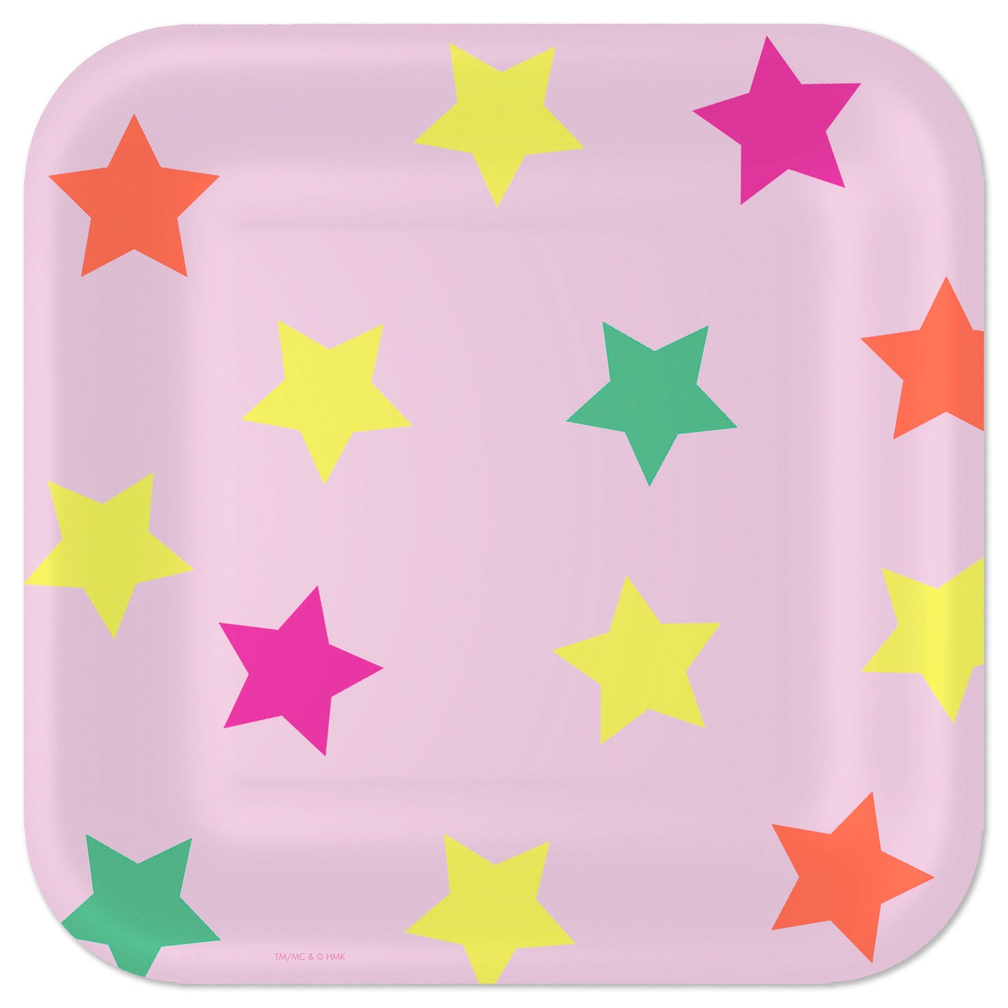 Hallmark Colorful Stars on Pink Square Dinner Plates, Set of 8