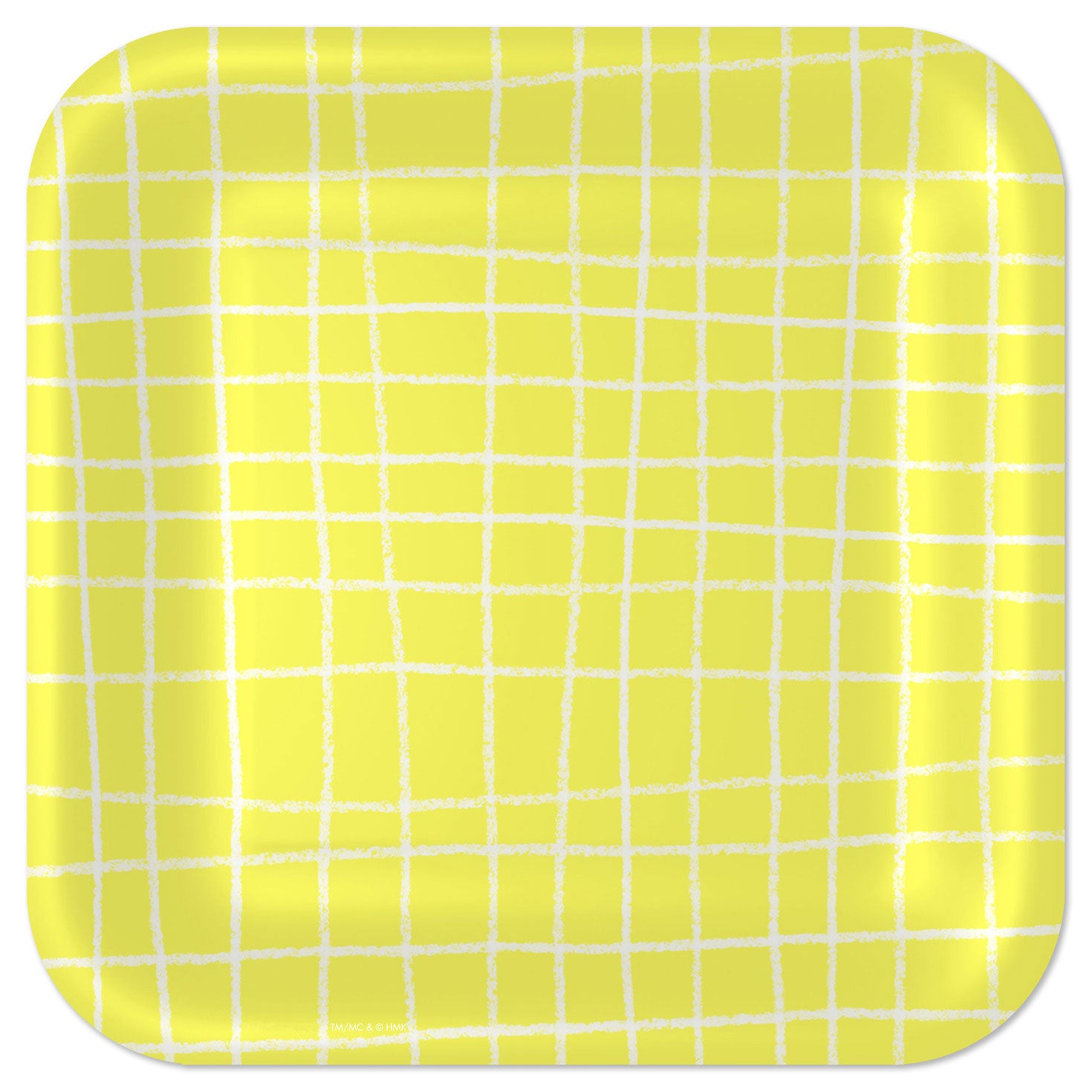 Hallmark Yellow Grid Square Dinner Plates, Set of 8