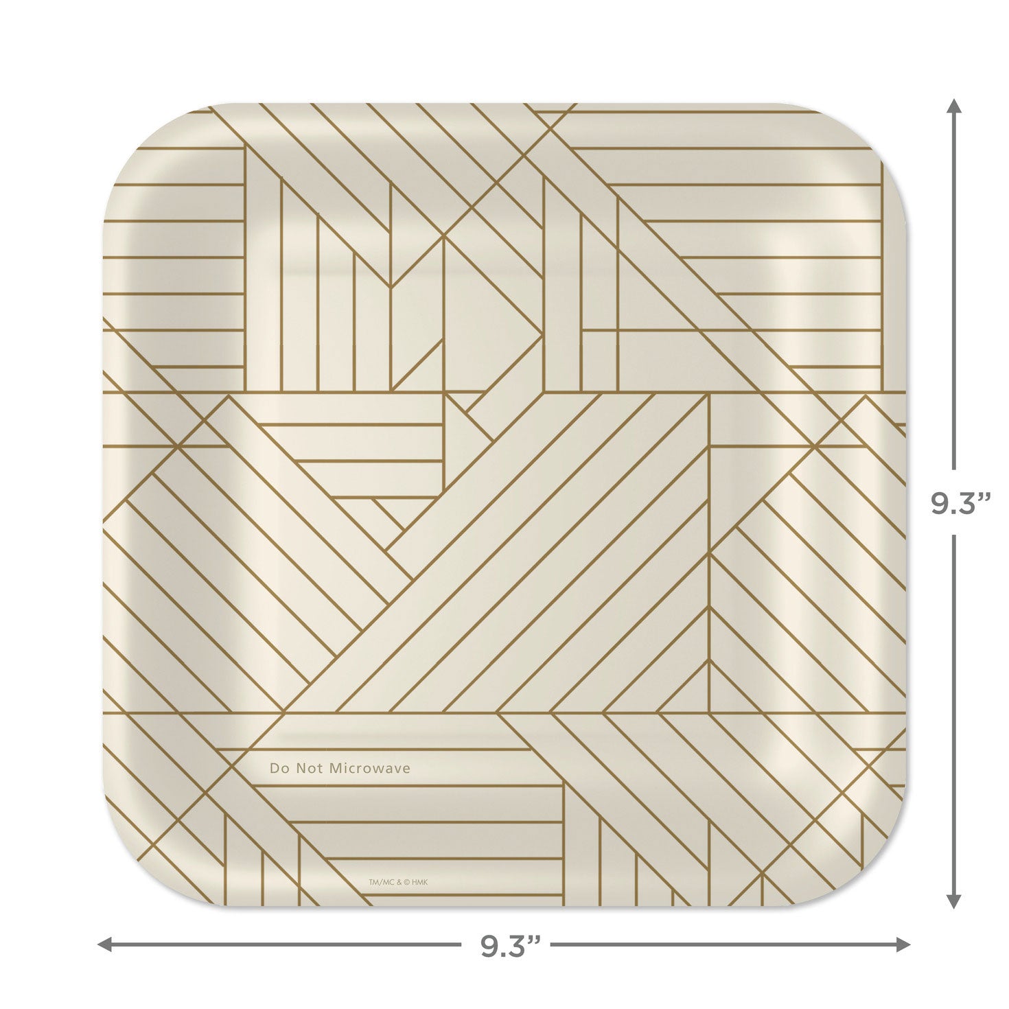 Hallmark Gold Geometric on Ivory Square Dinner Plates, Set of 8
