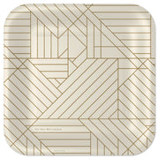 Hallmark Gold Geometric on Ivory Square Dinner Plates, Set of 8