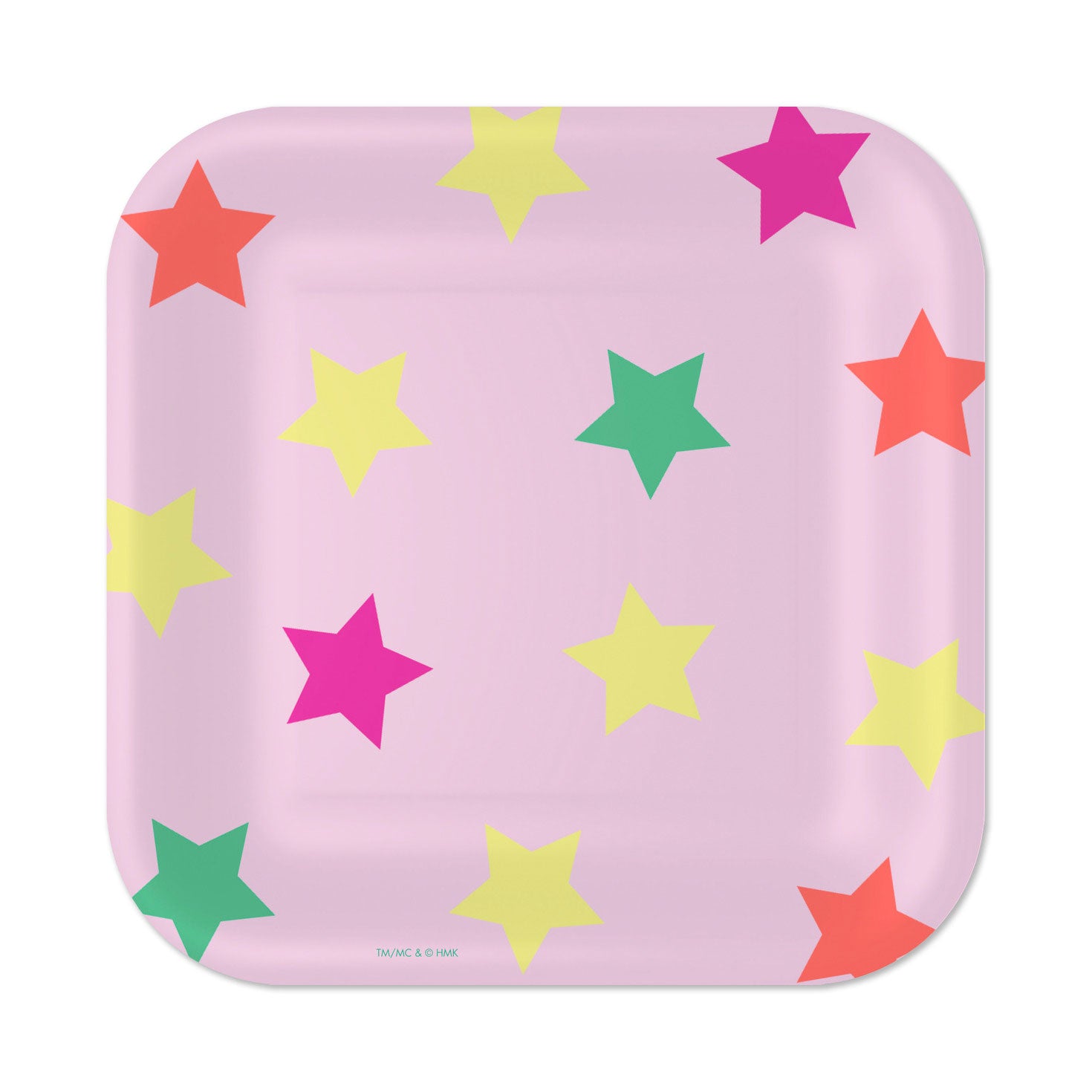Hallmark Colorful Stars on Pink Square Dessert Plates, Set of 8