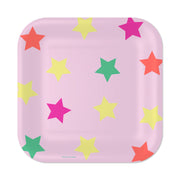 Hallmark Colorful Stars on Pink Square Dessert Plates, Set of 8
