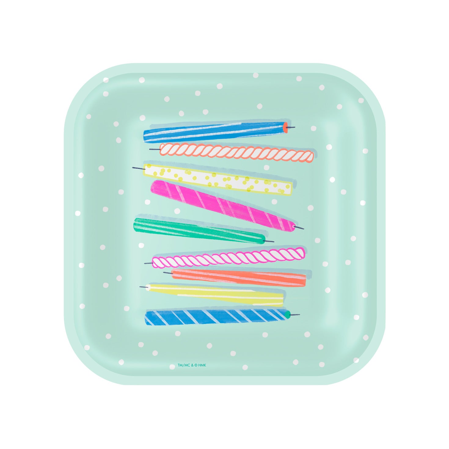 Hallmark Festive Candles Square Dessert Plates, Set of 8