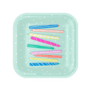 Hallmark Festive Candles Square Dessert Plates, Set of 8