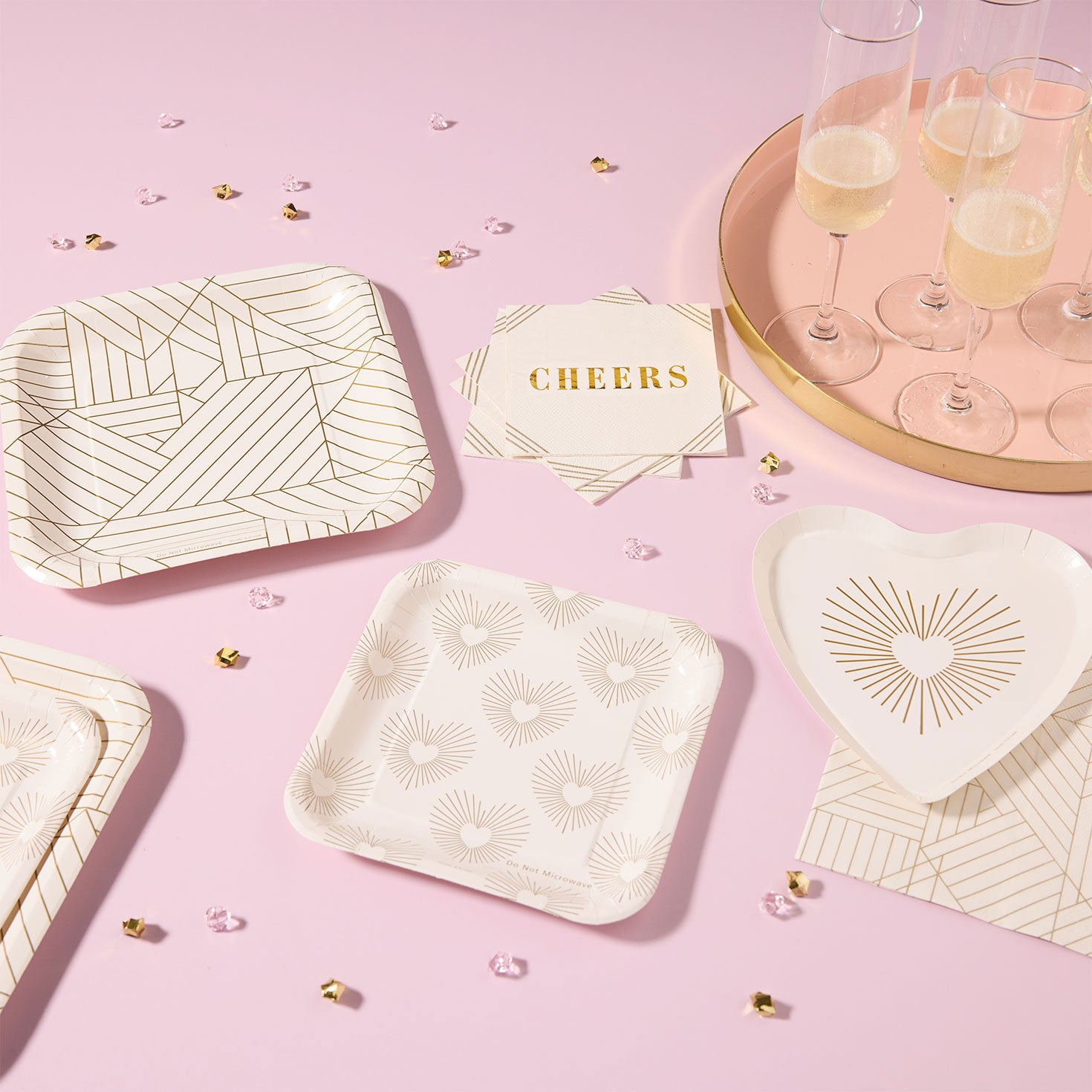 Hallmark Gold Hearts on Ivory Square Dessert Plates, Set of 8