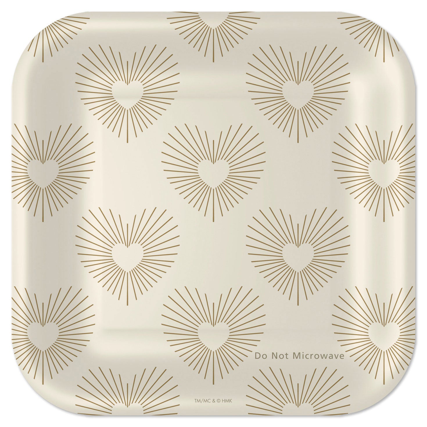 Hallmark Gold Hearts on Ivory Square Dessert Plates, Set of 8