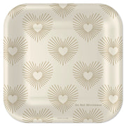 Hallmark Gold Hearts on Ivory Square Dessert Plates, Set of 8