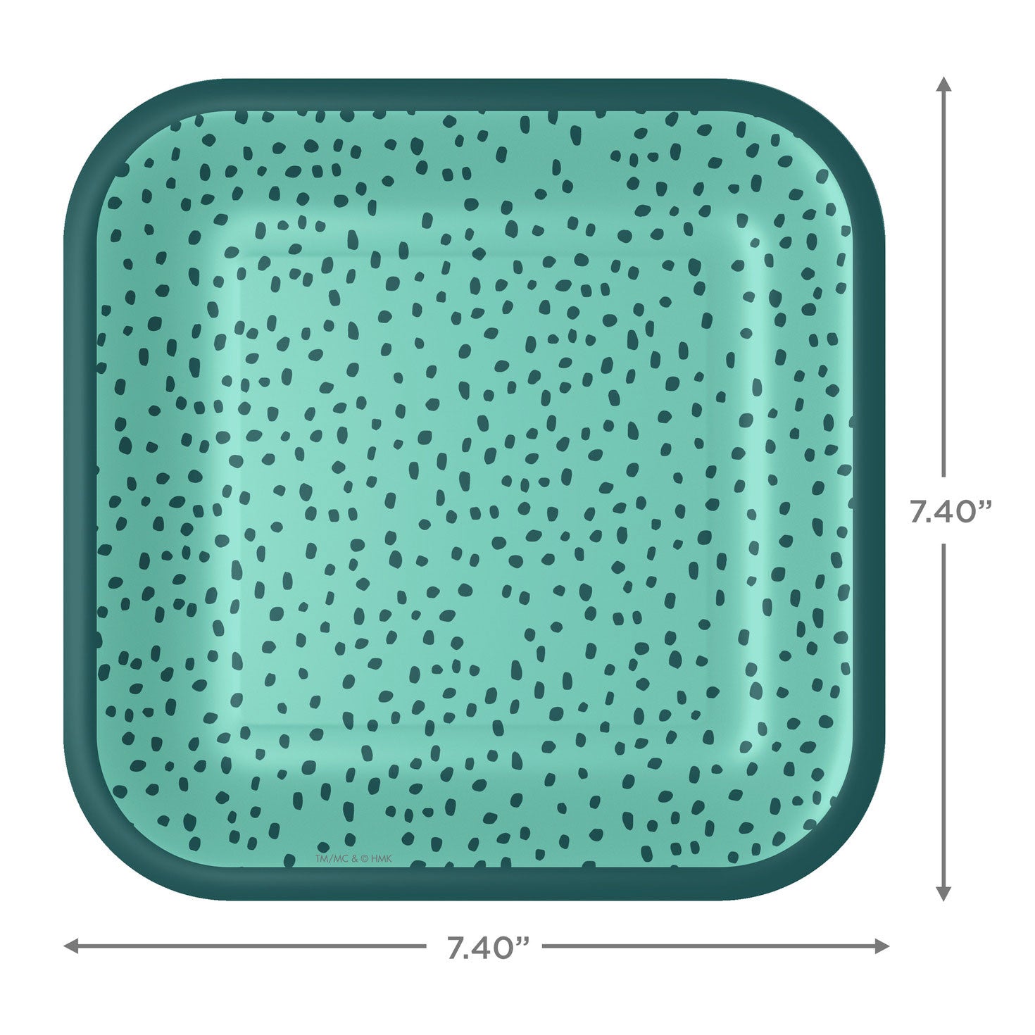 Hallmark Aqua With Green Dots Square Dessert Plates, Set of 8