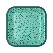 Hallmark Aqua With Green Dots Square Dessert Plates, Set of 8
