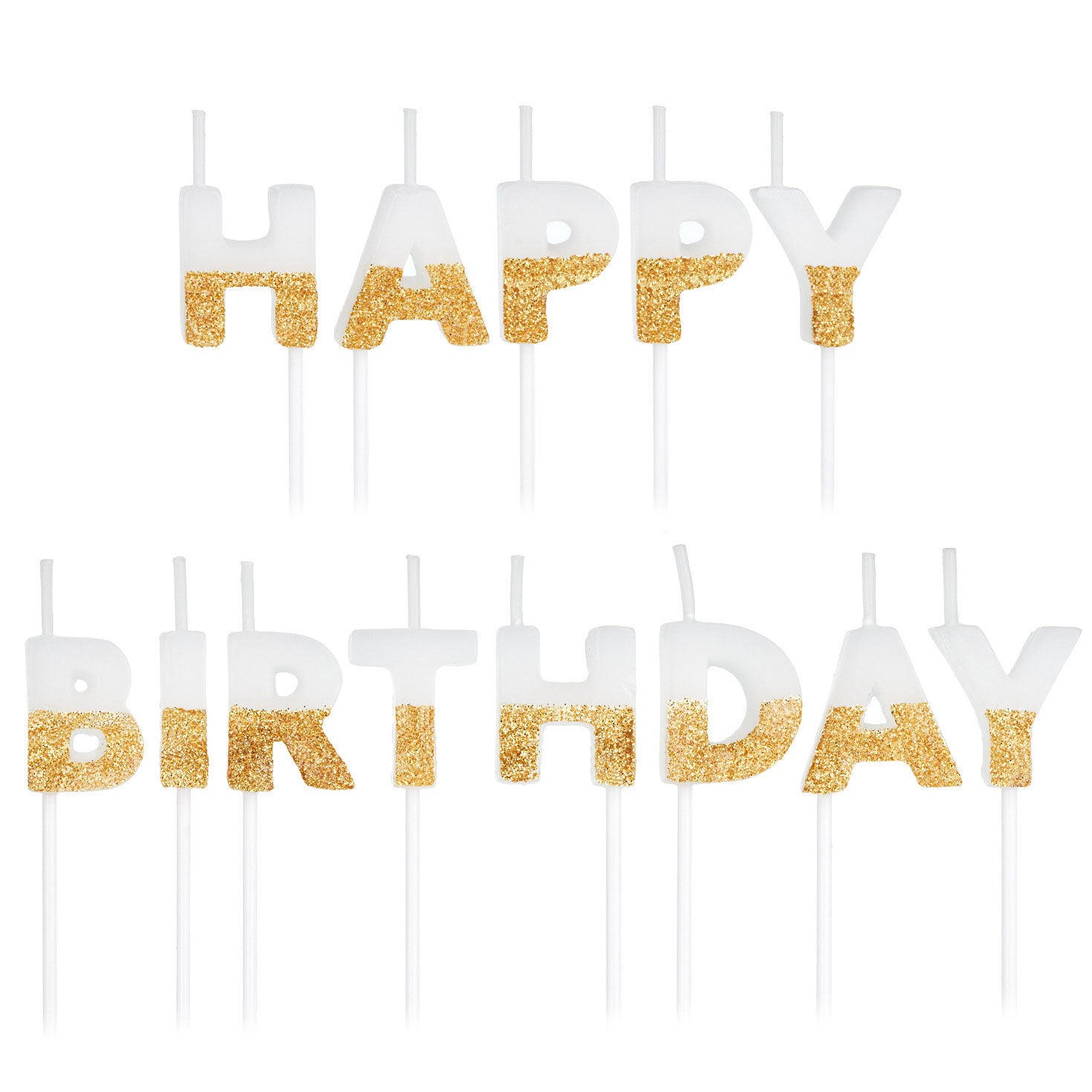 Hallmark Gold Glitter Dipped ''Happy Birthday'' Candles
