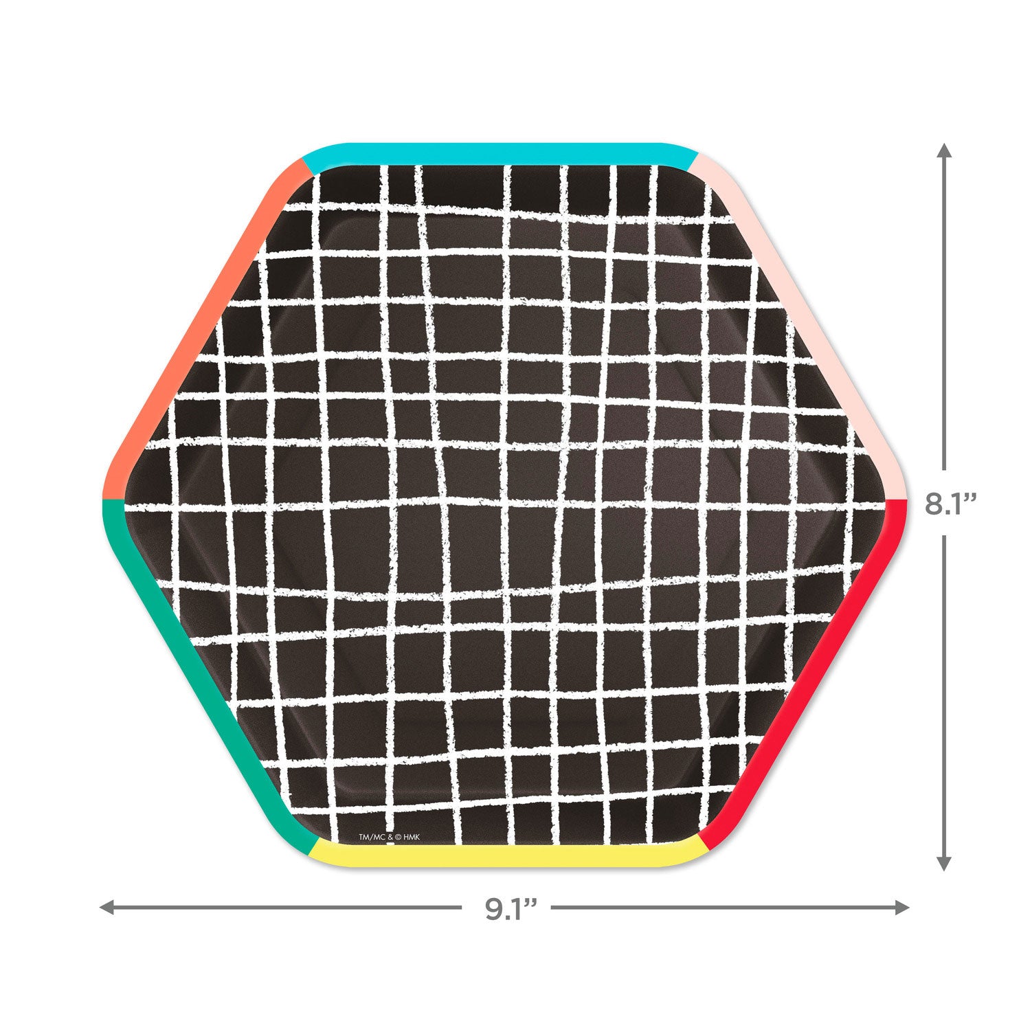 Hallmark Black Grid Hexagonal Dessert Plates, Set of 8