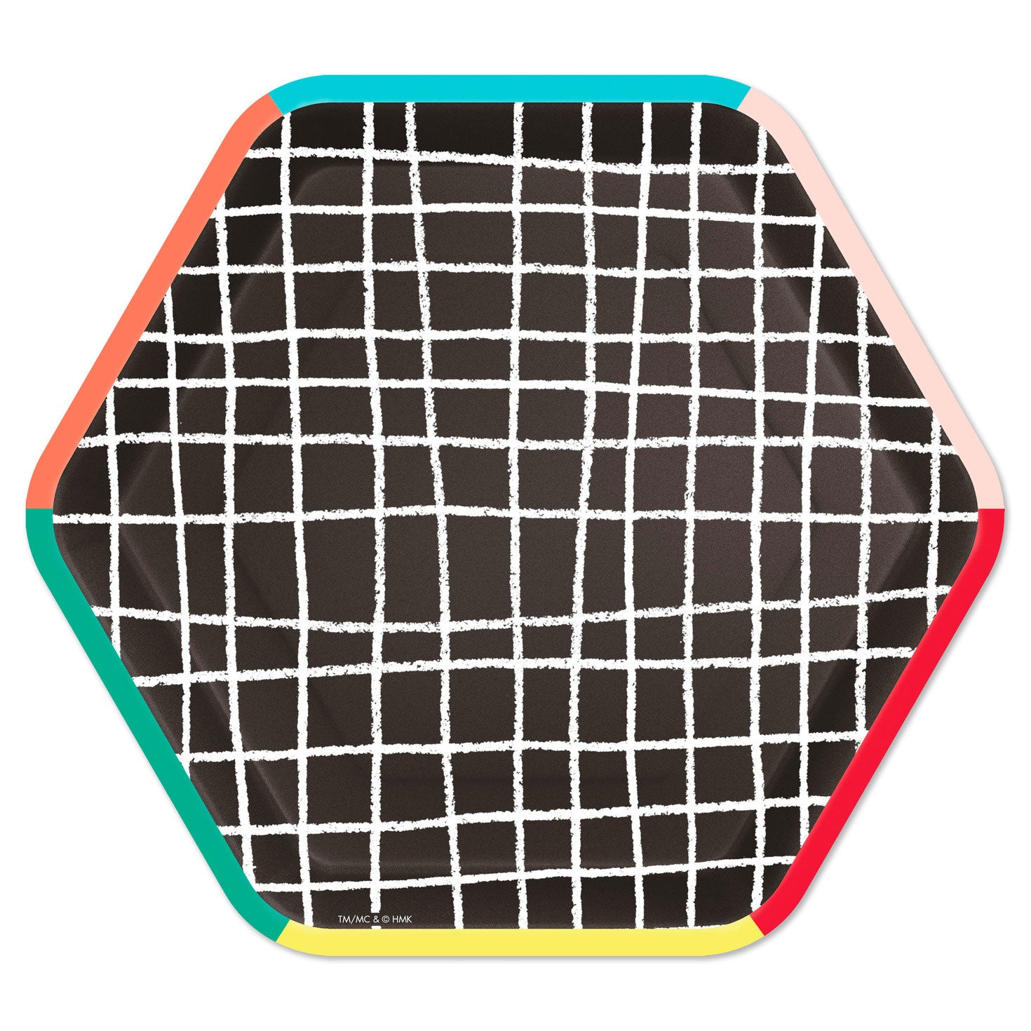 Hallmark Black Grid Hexagonal Dessert Plates, Set of 8