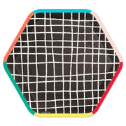 Hallmark Black Grid Hexagonal Dessert Plates, Set of 8