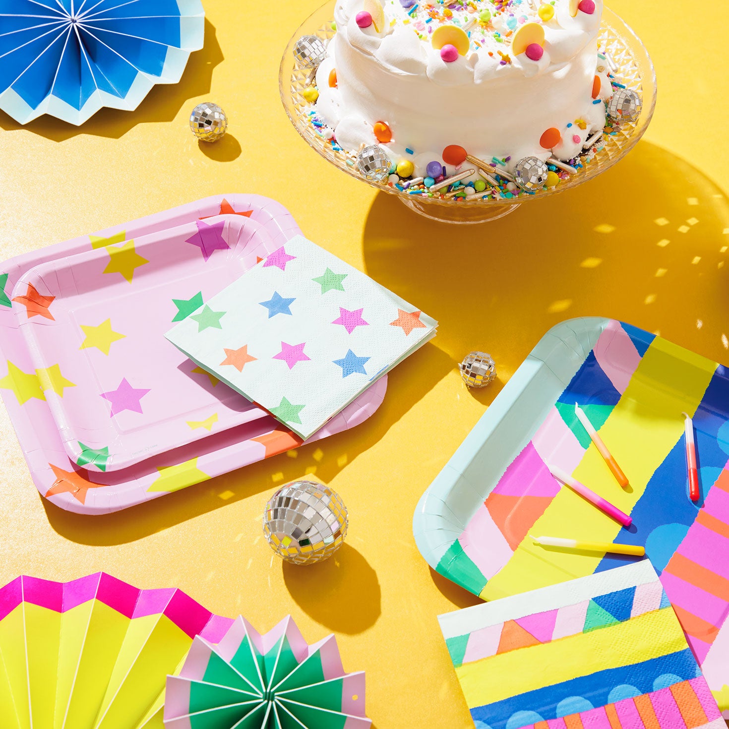 Hallmark Colorful Stars on Mint Cocktail Napkins, Set of 16