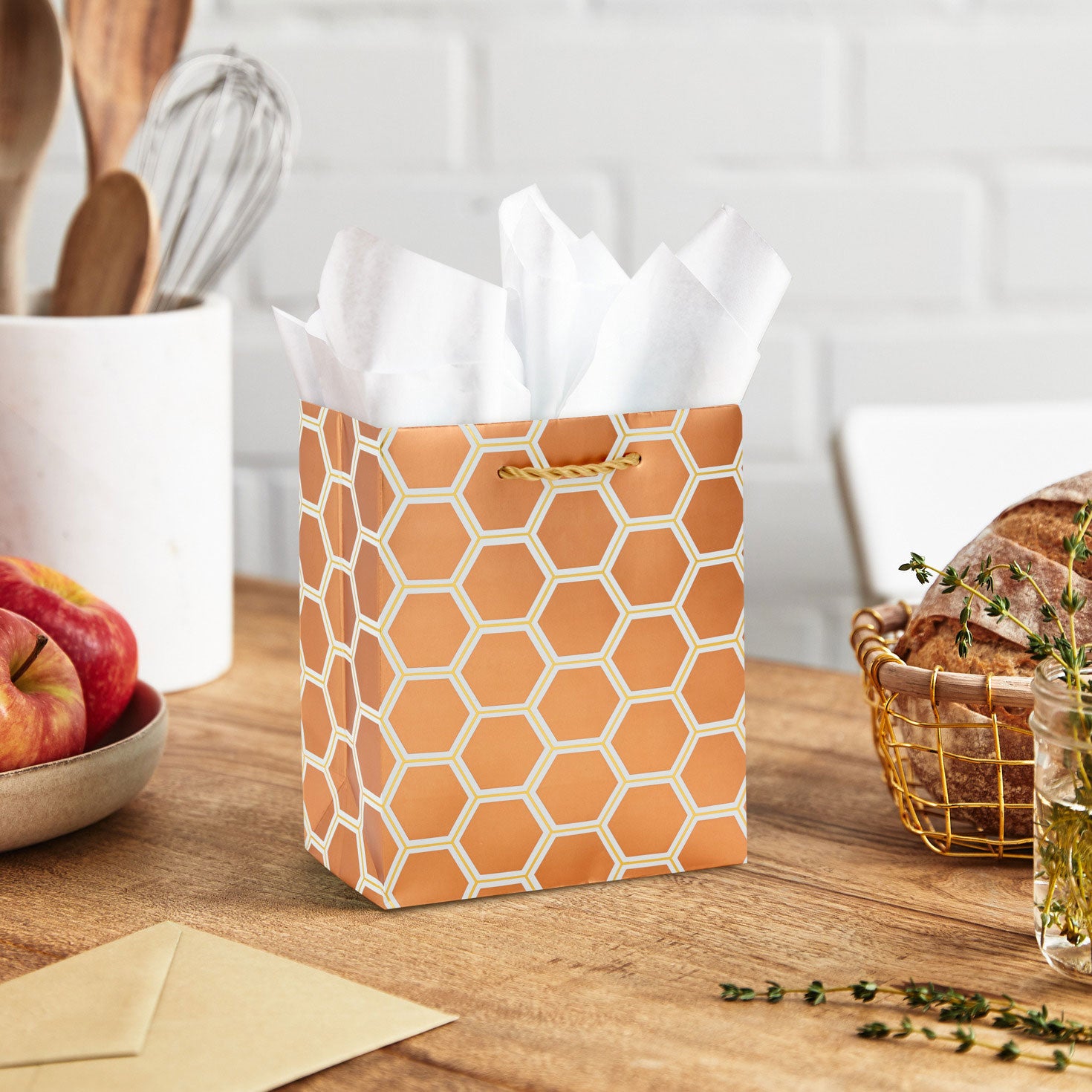 Hallmark 6.5'' Copper Hexagons Small Gift Bag