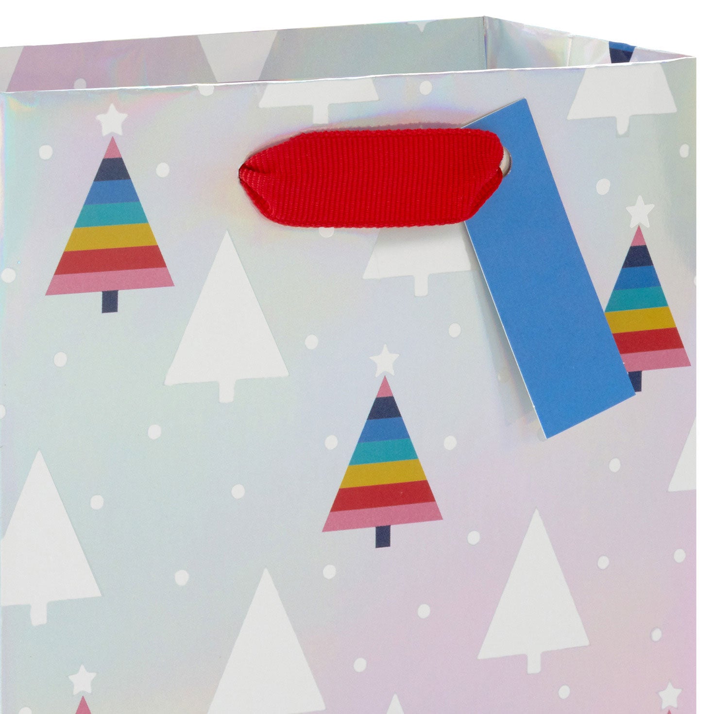 Hallmark 6.5'' Rainbow Trees on Iridescent Silver Small Christmas Gift Bag