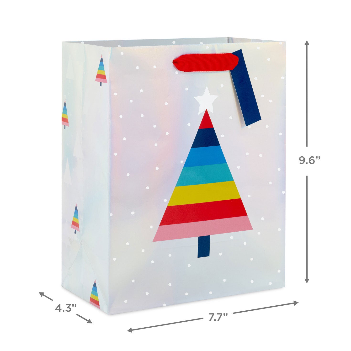 Hallmark 9.6'' Rainbow Stripe Tree Medium Christmas Gift Bag