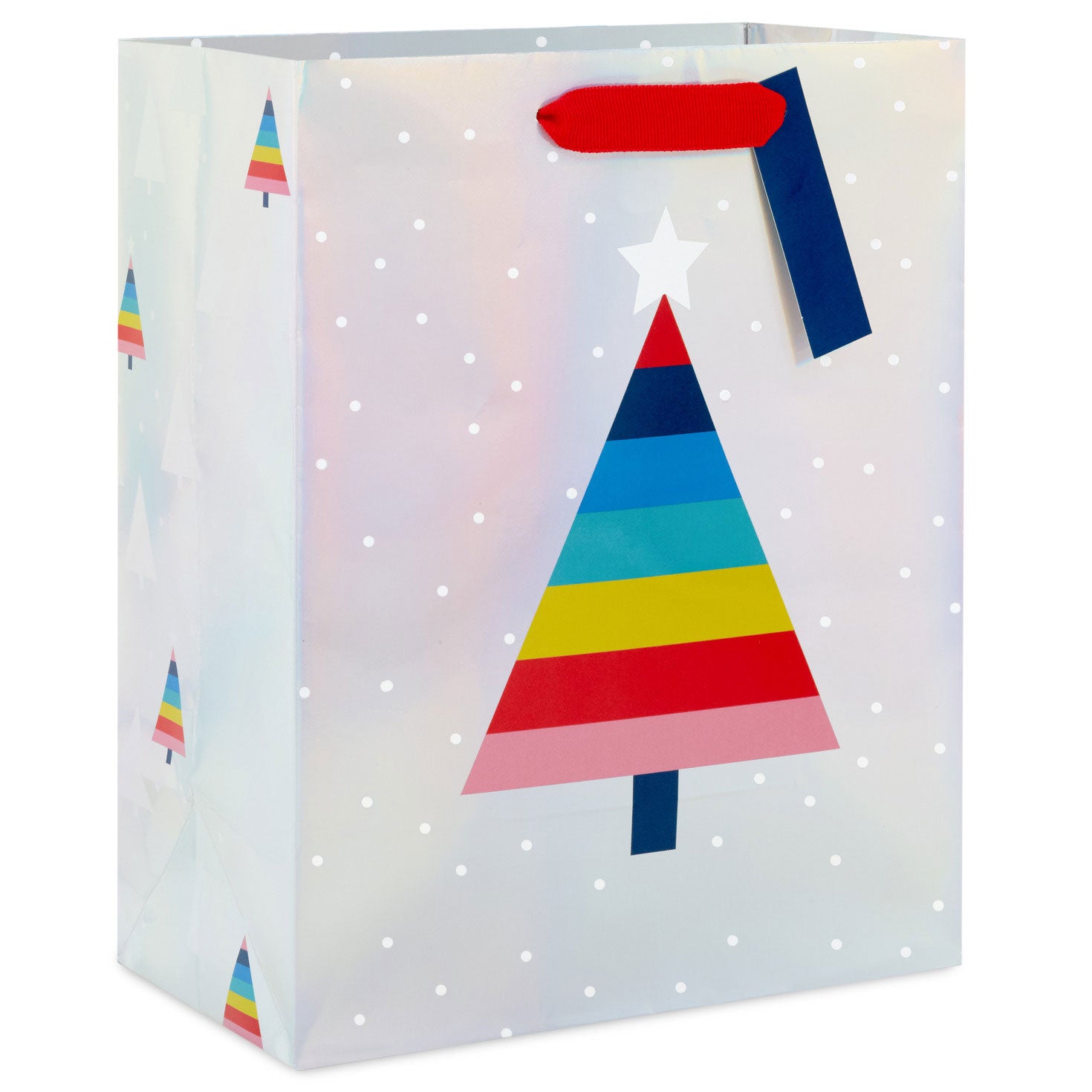 Hallmark 9.6'' Rainbow Stripe Tree Medium Christmas Gift Bag