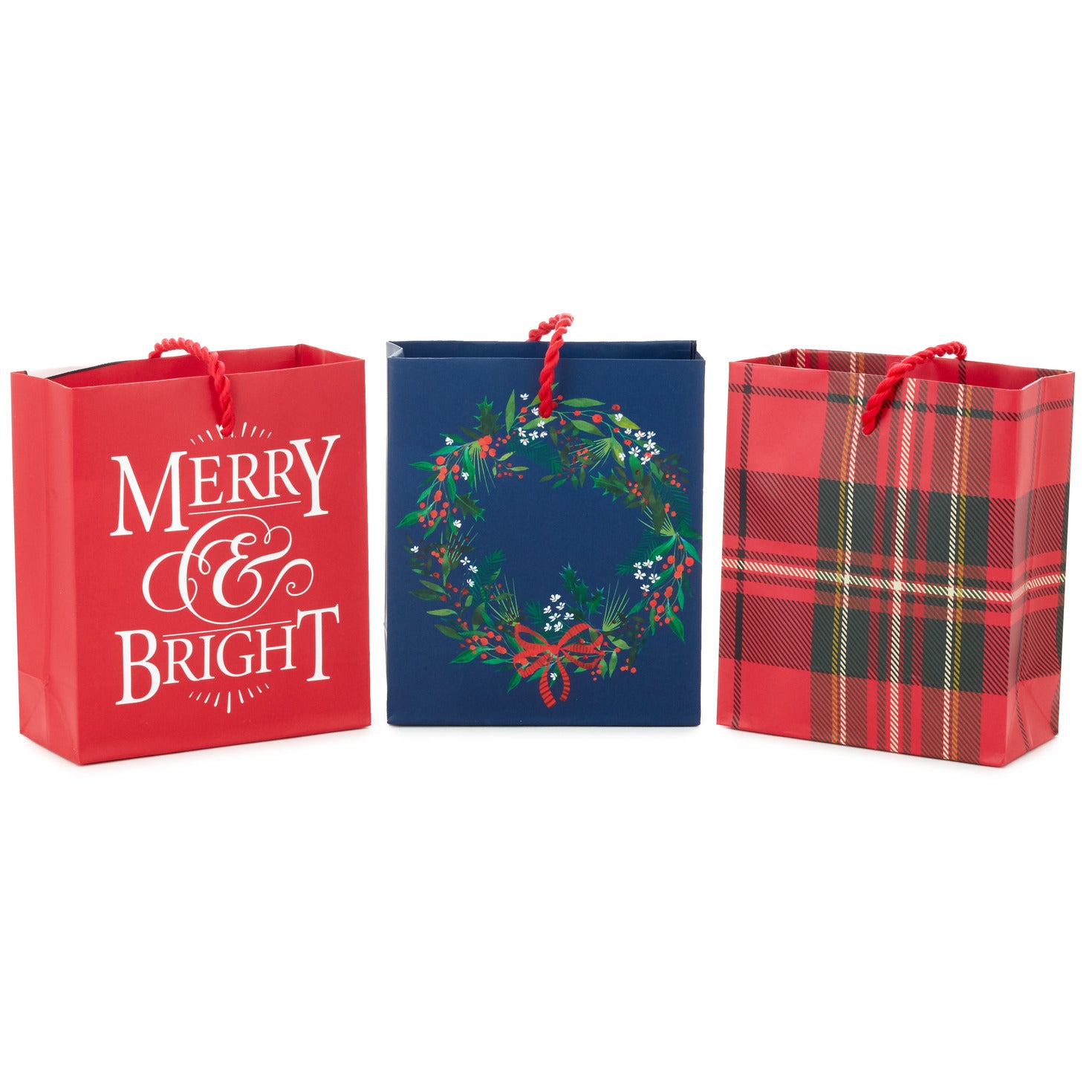 Hallmark 4.6'' Tailored Traditional 3-Pack Christmas Gift Card Holder Mini Bags
