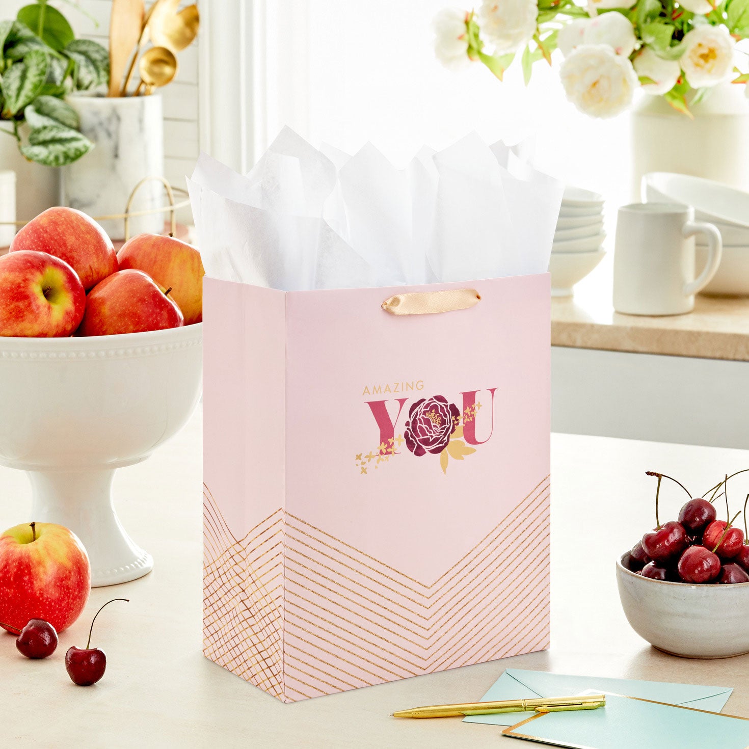 Hallmark 13'' Amazing You Pink and Gold Large Gift Bag
